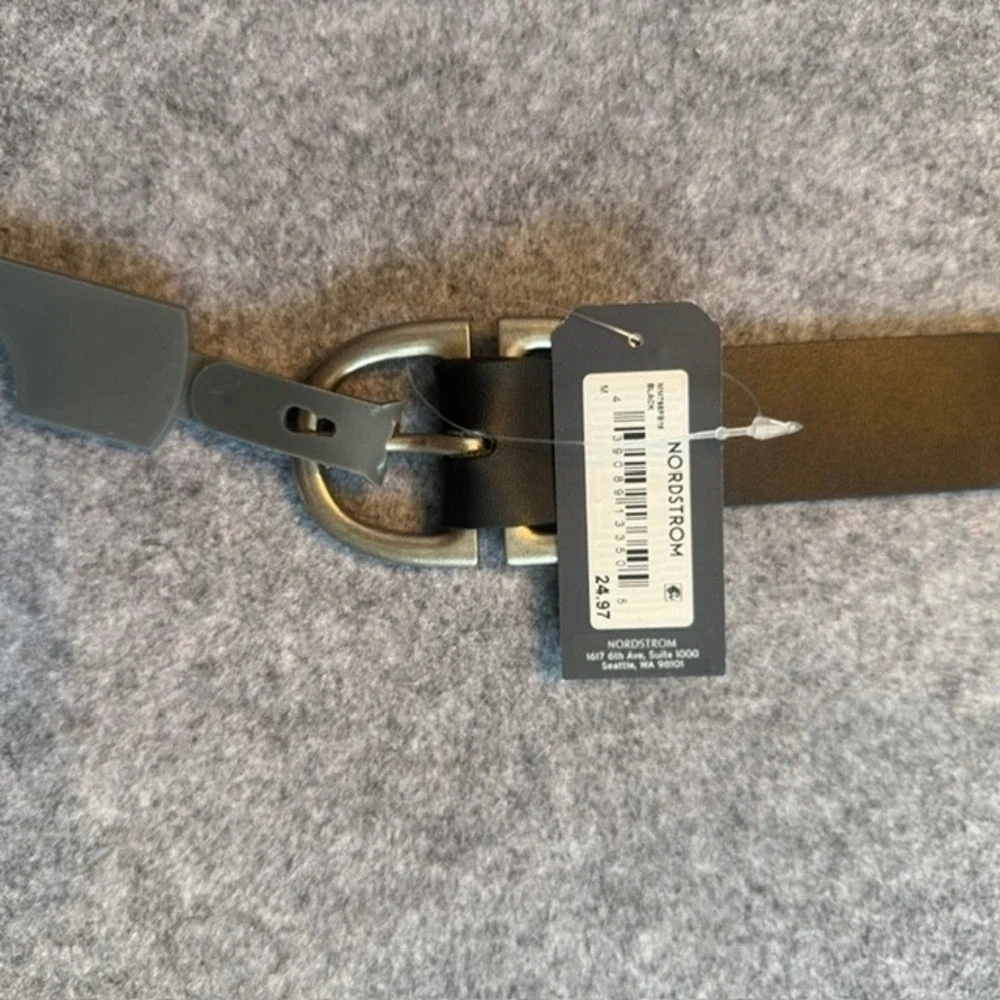 Melrose and Market Trouser Belt Womens Size M Black NWT Leather Double D Ring